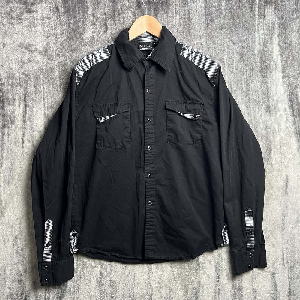 Living‎ Dead Souls Long Sleeve Button Up Shirt L Gothic Striped